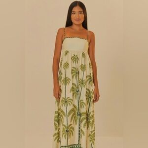 FARM Rio Green Palm Print Dress